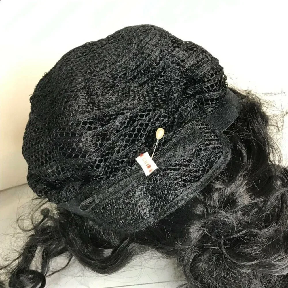 Wig Halloween Black Curly Ponytail Gaston Costume Dress Up Villain Beauty Beast